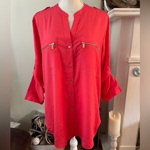 Calvin Klein ladies blouse. Salmon Color! Super pretty. Only worn once. Size XL